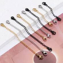 1/5pcs Double Headed Lobster Buckle With Tail Chain Adjustment Chain, Leather Rope Chain Extension Chain, DIY Jewelry Material Versatile Chain Wholesale