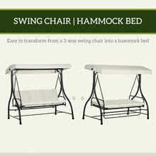 Outsunny 3 Seater Patio Swing Chair Convertible Cushioned Porch Swing Bed Outdoor Swing With Canopy Cream White - Beige - View 5