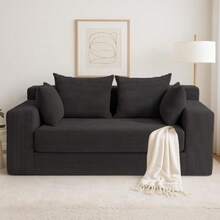 Convertible Sofa Bed, 3 In 1 Loveseat Folding Couch Bed Foldable - Chaise Lounge Chair & Floor Futon Sleeper, Corduroy Pull Out Sofa Bed With 4 Pillows For Living Room, Black,23919477