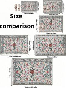 1 pièce Tapis de style boho moderne de jardin parisien floral pour le salon, tapis imprimé vintage rustique antidérapant pour la chambre, la salle à manger, le dortoir, le bureau, la décoration de la maison