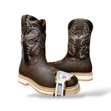 Bota Chata Casco Acero Purepecha Sierra Piel Bovina Nobuck - Camel - Ver 7