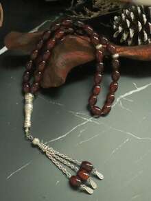 1pc Middle Eastern Saudi Tasbih Prayer Beads 33 Beads, Arabic Rosary Bracelet Islamic Prayer Beads, Glass Tasbih Prayer Beads, Tasbih Muslim Prayer Beads Bracelet, Christmas, New Year, Valentine's Day Gift For Men - Multicolor - View 5