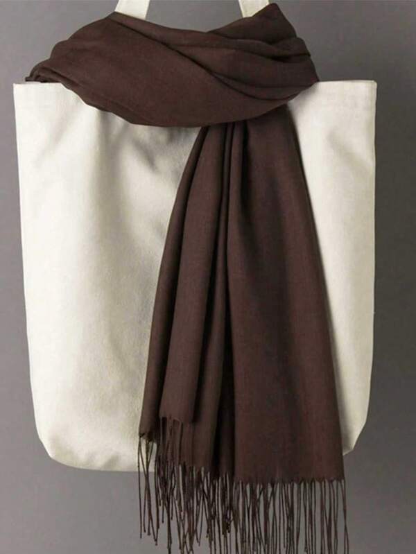 1pc 190*70cm Outdoor Classic Solid Color Windproof Sand Shawl With Tassels, Unisex Lightweight Style, 120g, Suitable For Fashionable Men And Women, Suitable For Air-Conditioned Rooms, Keeping Warm, Extra Large Size Scarf, Suitable For Four Seasons, Available In Solid Color, Head Scarf, Multicolor, Red, Pink, Black, White, Beige, Yellow, Blue, Green, Burgundy, Rectangular Scarf, New Design For Women Accessories Women