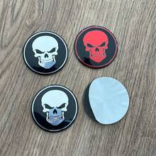 4pcs Skull Head Car Wheel Hub Center Caps, 3D Car Wheel Hub Emblem Sticker Covers 56mm