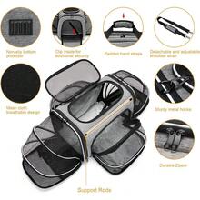 Estarer Soft Sided Pet Carrier Airline Approved, 4 Sides Expandable Collapsible Cat Carrier With Pockets & Removable Fleece Pad, Travel Carrier Bag For Cat Dog & Small Animals (Pink) - 灰色和白色 - 查看 5