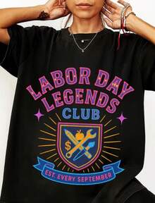 Labor Day Legends Club Rainbow PNG – Neon Tea Badge Shirt Design, Retro Electric Sublimation, September Worker Graphic - màu đen - Xem 1