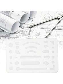 Borrador Shield inoxidable, herramientas de borrado de acero inoxidable, plantilla de dibujo ingeniería, regla herramienta de precisión para diseñoécnico y dibujo profesional - Transparente - Ver 3