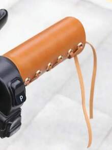 Retro Pu Leather Handlebar Grips (Pair) - Vintage Motorcycle-Style Pu Faux-Leather Bike Grips & Handle Covers; Non-Slip, Shock-Absorbing, Sweat-Resistant Ergonomic Design With Vibration Reduction; Easy Slip-On Replacement For Bicycles, Mountain Bikes, E-Bikes, Scooters & Motorcycles - Multicolor - View 4