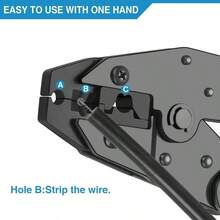 Conectores termorretráctiles con engaste, AWG22 - 10, Engastadora de terminales de cable con trinquete - Alicates de engaste - Engastadora eléctrica - Para cable de encendido de bujía - Ver 7