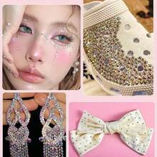 6 Grids Kit Nail Decoration Mix Size Nail Diamond Flatback Rhinestone Glue Strass Diy Bling Stickers Skin Non Hotfix Crystals - 彩色 - 查看 4