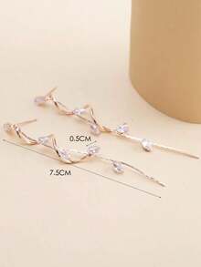 "1 Pair Elegant Luxury Leaf, Star & Water Drop Tassel Pendant Earrings – Long Style, Perfect For Daily Wear, Weddings, And Formal Events, Available In White, Black, Pink, Green, Blue, Multi-Color" - Kim cương hồng bạc - Xem 4