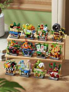 12pcs Street Scene Building Blocks Micro Particles Children's Assembly Toys, Changeable Street Scenes For City Walk At Home
