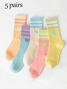 5双儿童袜子，适合1-16岁儿童，呵护呵护，用途广泛，适合青少年、学生和女婴，春夏款。 - 彩色 - 查看 10