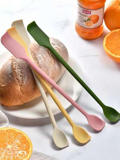 1pc/Green 1pc/Pink 1pc/White 1pc/Yellow/4pcs Multifunctional Silicone Jam Scraper, Mini Wire Grater With Dual Heads And Two-In-One Cooking And Fruit Jam Spatula