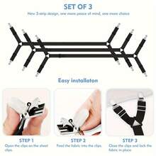 2pcs Adjustable Elastic Bed Sheet Straps, Heavy Duty Bed Sheet Clip Holder Fasteners For Mattress And Bedding, Home Use