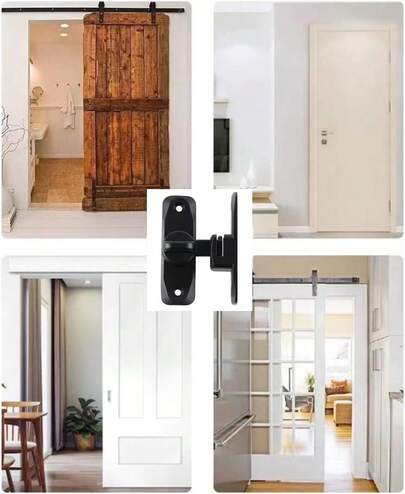 Pestillo de Puerta de Granero en Ángulo de 90° | Cerradura de Aleación de Zinc Sólido con Revestimiento Anticorrosivo | Incluye Espaciador de 2,5 mm y Tornillos | Cierre Resistente para Puertas Correderas, Armarios, Baños, Muebles o Jaulas de Mascotas | Instalación Fácil y Uso Bidireccional