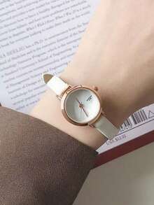 1pc Fashionable Cute Small Dial Minimalist Casual Everyday Versatile Leather Quartz Watch, Suitable For Teenagers And Students, Year-End Promotion, Singles' Day, Birthday Gift - Multicolor - View 7