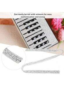 EstiloDiamond Ribbon, Rhinestone Acrílico Diamond Ribbon Sparkle para Accesorios de Ropa Cinturón de Estampación en Caliente Clip para el Cabello Zapato de Decoración(Plata)Versión mejorada - Pago - Ver 4