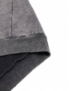 秋冬“It Is What It Is”图案男士连帽运动衫上衣，略带弹性修身洗水做旧棉质抓绒灰色长袖开衫拉链运动衫，户外日常休闲开学季夹克 - 灰色 - 查看 6