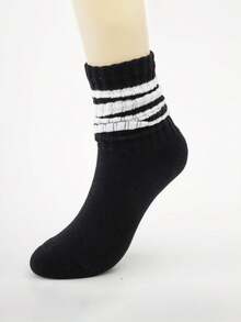 5 Pares de Meias Femininas, Adequadas para Uso Diário, Meias Slouch Listradas Coloridas, Meias Casuais Confortáveis e Versáteis, para Todas as Estações