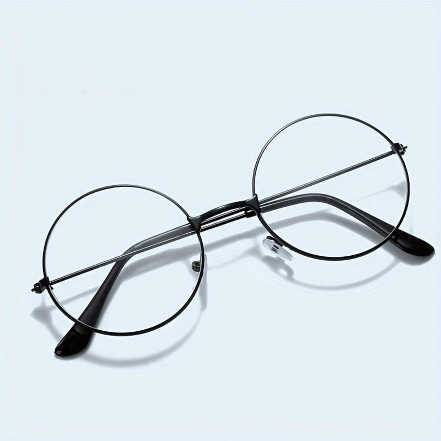1 Piece Unisex Round Metal Frame Glasses, Solid Color Full Frame Copper Alloy Frame, Fashionable Daily Wear Glasses, Women's Glasses Frame, Fashion Accessories, Casual Glasses, Minimalist Design, Fashion Glasses, High-Quality Metal, Durable Glasses, Round Frame, Unisex Glasses, Fashion Glasses, Men's Accessories - 圓形玻璃 - 查看 1