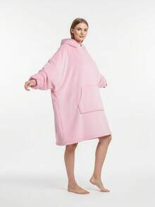 Sherpa Sleeve & Giant Pocket Thick Flannel Wearable Blanket Hoodie - Unisex Hooded Blanket Sweatshirt Gift, Warm & Cozy Oversized Blanket Hoodie, Couples, Sisters, Home Use