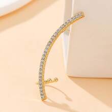 1pc Cute Rhinestone Crescent Punk Style Earrings, Suitable For Vacation, Party, Graduation Ceremony And Other Occasions - Silver - View 2