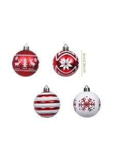 24/12/4 quả bóng lấp lánh Giáng sinh, bóng trang trí Giáng sinh hình bông tuyết đỏ và trắng, bóng treo lấp lánh dùng để trang trí cây thông Noel, tiệc tùng ngày lễ và lễ kỷ niệm ngoài trời, quà tặng Giáng sinh cổ điển và đồ trang trí nhà cửa, trang trí năm mới - Nhiều màu - Xem 12