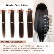 Invisible Mini Tape Hair Extensions Human Hair Extension 10pcs/Pack Invisible Tape Hair Straight Remy Hair 12-20 Inch - Jet Black - View 8