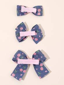 6 Stücke Kirsch Denim Haarbögen für Mädchen, süße rosa Kirschenschleifen Haarclips mit, bezaubernde Kirschfrucht Schleifen Haarspangen Clips für Alltag, Feiertage, Partys, Kinderhaarzubehör