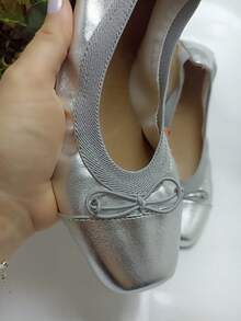 Women's Compact Folding Flats With Square Toe - 銀色 - 查看 1