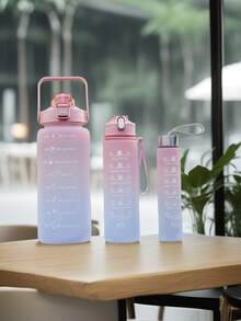 2L Or 750ml Or 280ml Large Capacity Pink Gradient PC Water Bottle, Sports And Fitness Portable Straw Cup, For Home And Travel Outdoor Use