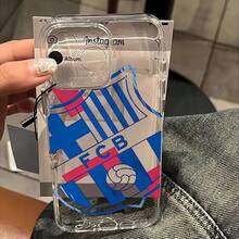 Funda de teléfono de fútbol para B-Barca compatible con iPhone 17, 16e, 16, 15, 14, 13, 12, 11 Pro Max, Mini, Air, XR, XS, X, 7, 8 Plus - Cubierta trasera suave de TPU transparente, estilo anime, material flexible, impresa con UV, para usuarios casuales - Mezcla de colores - Ver 7