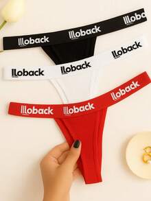 Kit 5 Ribbed Cotton Thong Panties Bottom 100% Cotton Reinforced Elastic Waistband Sexy Breathable Non-Marking Workout Gym Women's - Nhiều màu - Xem 4