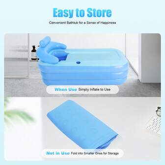 Vasca da bagno gonfiabile pieghevole Vasca da bagno gonfiabile portatile in PVC blu