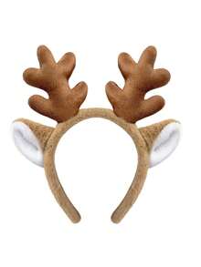 1 pieza Diadema con cuernos de reno navideños, diadema con cuernos de animal esponjosos para Navidad, fiesta de Halloween y cosplay
