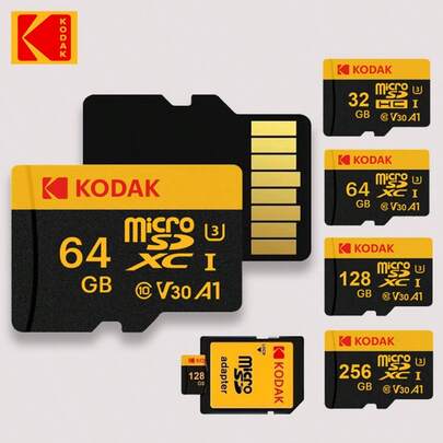  Kodak Memory Card 16GB 256GB 128GB 64GB 32GB MicroSD Card MicroSDXC Class10 U3 V30 A1 SD TF Flash Card 100MB/S High Speed