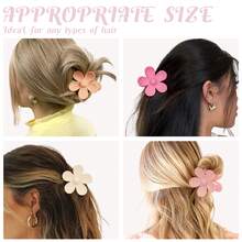 12 Pack Large Hair Claw Clips Flower Hair Clips Big Matte Banana Clips, 4 Colors Big Rectangular Matte Strong Hold Jaw Clips For Thick Hair, 3 Styles Hair Claw Clips For Women - Pink, Light Pink, Khaki, Light Khaki - View 5