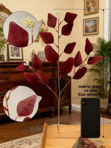 1支人造桉树枝，棕色人造花银元桉树叶，桉树枝绿植，适用于婚礼花束、花瓶、家居及办公装饰、插花 - 彩色 - 查看 4