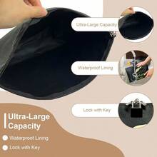 Notary Bag With Lock 13x10''of Notary Supply Bag With 2  Pable Secy Sage Bag For Notary Oul Stamp Eosser Ink Pad And Valuab Black - Black - View 4