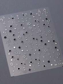 [Whimsical Star Nail Stickers] 3D Embossed Whimsical Star Charm Nail Art Stickers |   Cartoon Glossy Finish Hollow Out Five-Pointed Press On Nails Stickers |   Self-Adhesive Manicure Decal DIY Charms Foils Decor Nails DIY Nail Supplies |   Plastic Surface Embroidery Design, Perfect For Manicure And Pedicure Accessories - 彩色 - 查看 5
