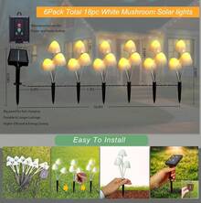 Set Of 10pcs Mushroom Solar Garden Lights,2 Modes 14.5ft Mushroom Night String Lights Waterproof For Outdoor Pathway Garden Lawn Party Christmas Decor (Multicolor) - Bộ 10 món màu trắng - Xem 9