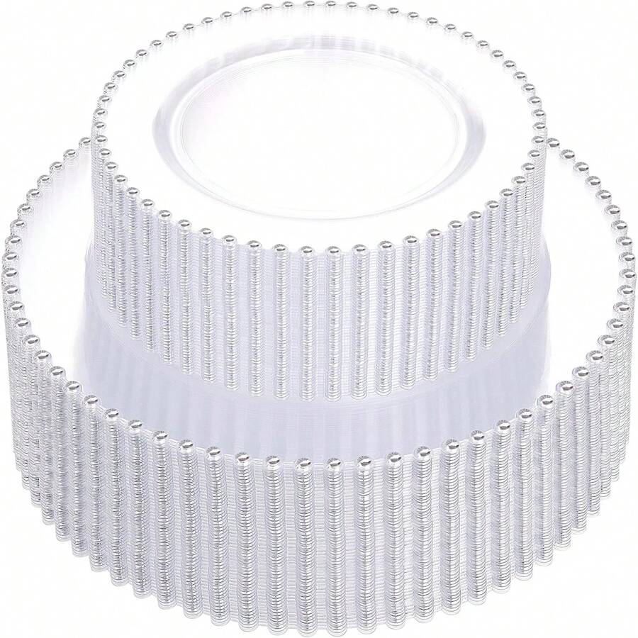100pcs Plastic Plates With Gold Beads Plates Heavy Duty Party Supplies Includes 10.25inch Dinner Plate And 7.5inch Dessert Disposable Plate For Party,Wedding,Bridal Showers - 銀色 - 查看 1