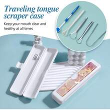 Toothbrush Travel Case - Pattern, Holder And Covers For Toothbrushes, Includes Tongue Scraper Case - 2件-1 - 查看 5