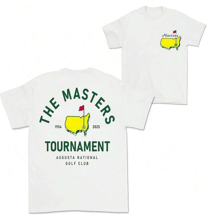 2025 The Masters Men's Golf T-Shirt-A Regular-Fit, Crew-Neck Top Designed For Casual, Everyday Wear. This Short-Sleeved Tee Is Perfect For Spring And - 白色 - 查看 1