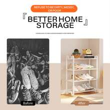 Simple Shoe Rack, 4-Tier Shoe Organizer, Metal Storage Shelf For Closet,Entryway, Bedroom, Black And White - trắng - Xem 2