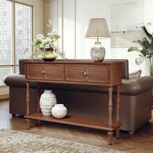 42" Mid Century Console Table, Aged Finish Entryway Table With Storage Shelf For Hallway - màu nâu - Xem 1