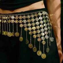 1pc Women's Belly Dance Waist Chain, New Exotic Belly Dance Waist Sash, Dance Costume Waist Belt With Tassel Coin Decor Fall, Autumn, Halloween - Nhiều màu - Xem 2