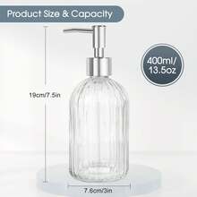 2pcs Glass Soap Dispenser With Plastic Pump, Hand Soap Dispenser For Hand Wash, Lotion Dispenser For Dishwashing Liquid, Lotion Shower Gel (Striped White) - 無色 - 查看 2