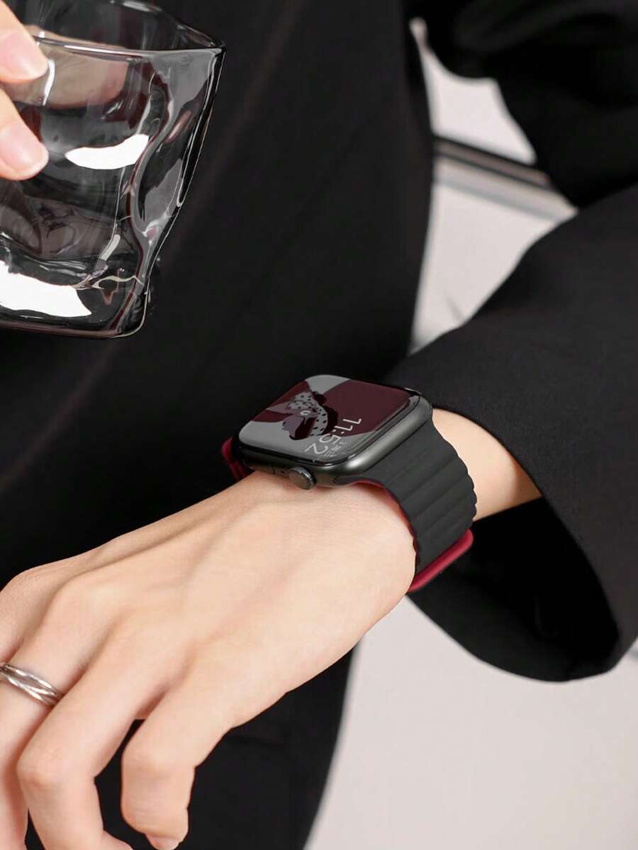 1条男女通用磁吸表带，兼容，适用于42mm、38mm、40mm、41mm、44mm、45mm、46mm、49mm尺寸，时尚智能手表替换表带，适用于Series Ultra2、Ultra SE2、SE 11、10、9、8、7、6、5、4、3、2、1